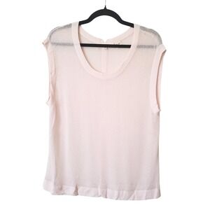 Inhabit Womens Pale Pink Viscose Linen Ribbed Sleeveless‎ Knit Top Size P Luxury